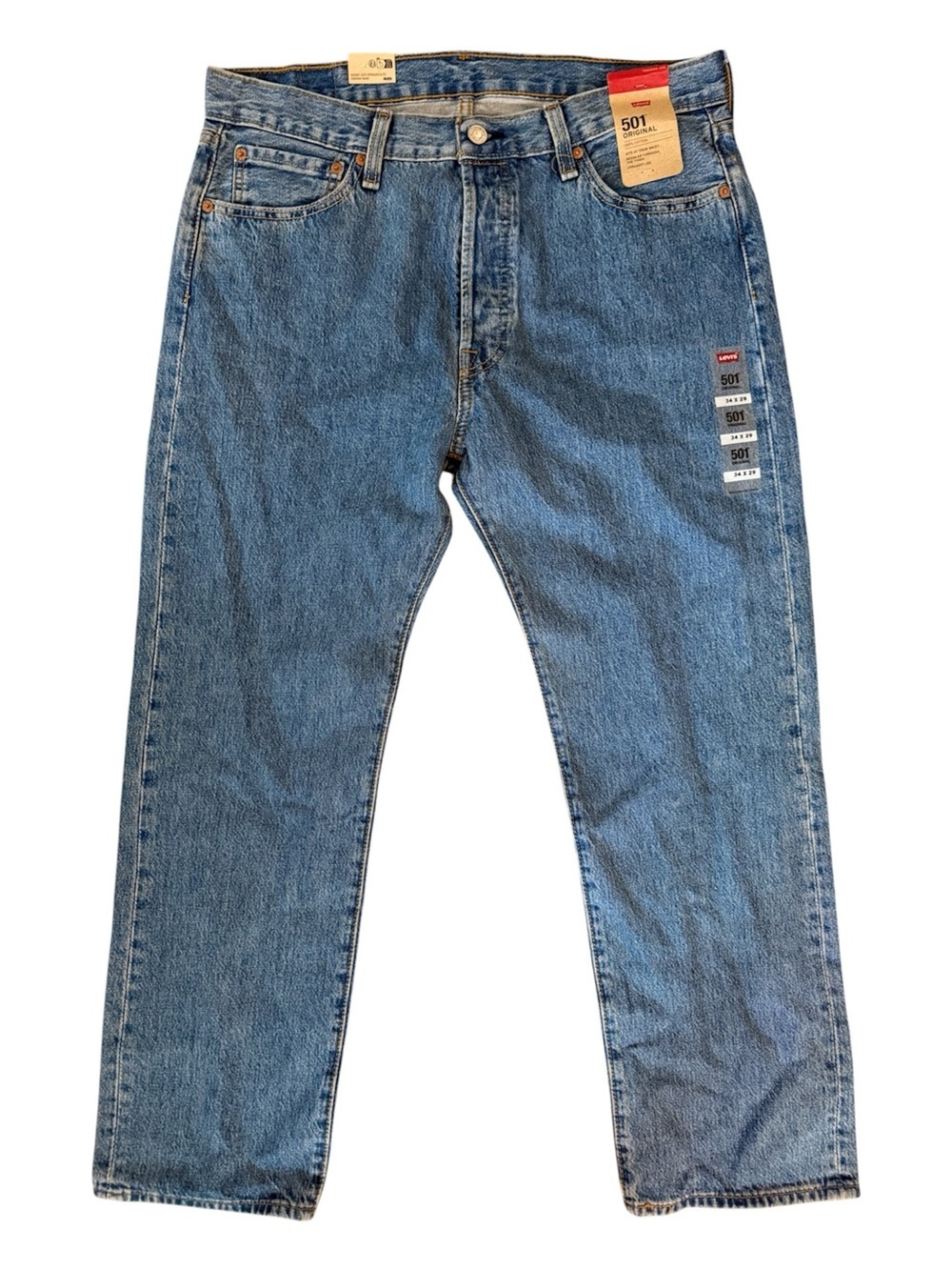 Levi's 501 Original Fit Straight Let Jeans Medium Wash Button Fly NWT